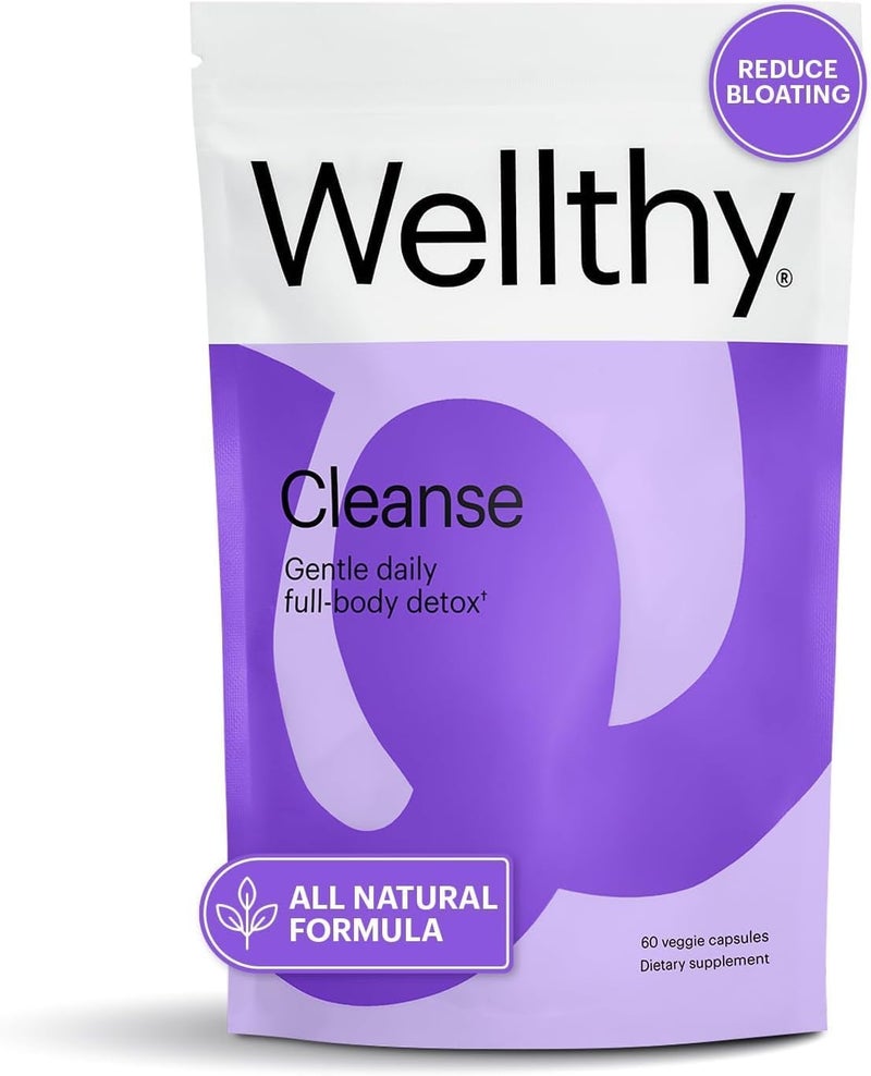 Wellthy Full Body Detox and Immune Support  Advanced Digestive Health Gut Cleanse and Bloating Relief  All Natural Formula with Milk Thistle Dandelion Extract and LCarnitine  30Day Supply - Image 1