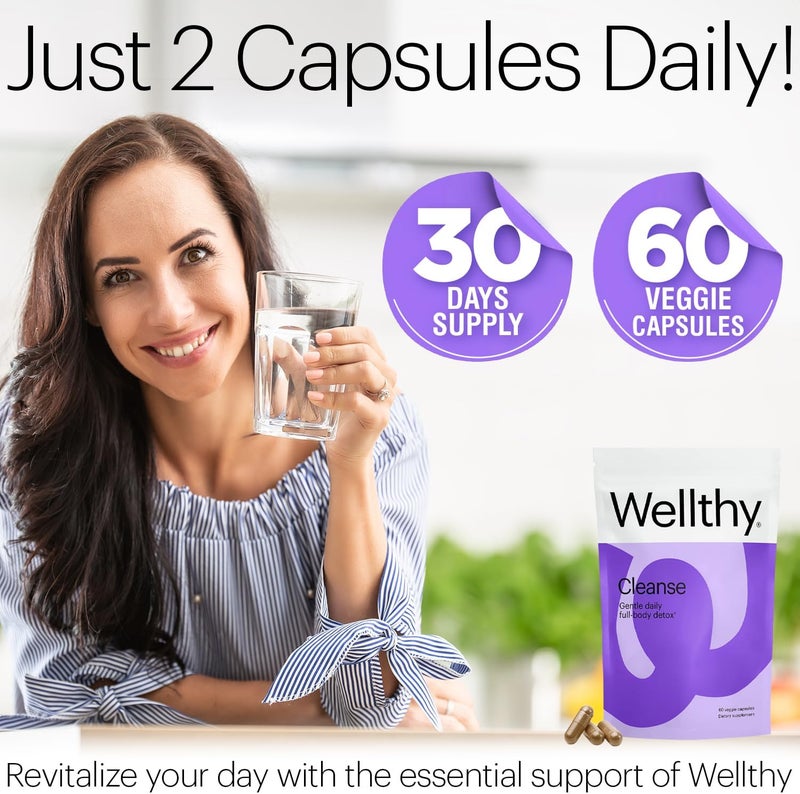 Wellthy Full Body Detox and Immune Support  Advanced Digestive Health Gut Cleanse and Bloating Relief  All Natural Formula with Milk Thistle Dandelion Extract and LCarnitine  30Day Supply - Image 5