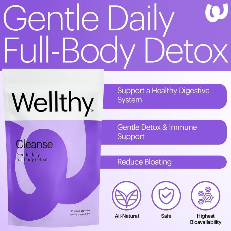 Wellthy Full Body Detox and Immune Support  Advanced Digestive Health Gut Cleanse and Bloating Relief  All Natural Formula with Milk Thistle Dandelion Extract and LCarnitine  30Day Supply - Image 2