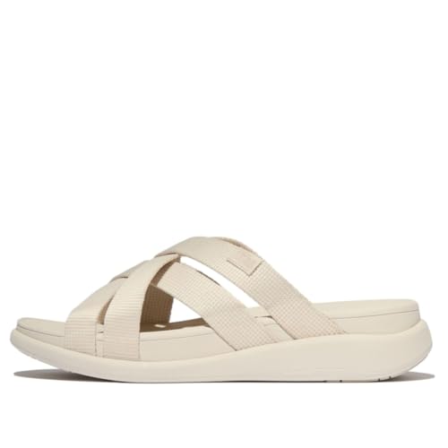 FitFlop Women's F-Mode Go Webbing Flatform Strappy Slides Wedge Sandal, Paris Beige, 7 - Image 3