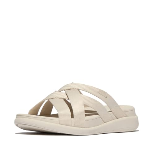 FitFlop Women's F-Mode Go Webbing Flatform Strappy Slides Wedge Sandal, Paris Beige, 7 - Image 1