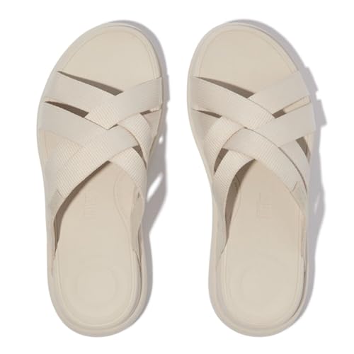 FitFlop Women's F-Mode Go Webbing Flatform Strappy Slides Wedge Sandal, Paris Beige, 7 - Image 4