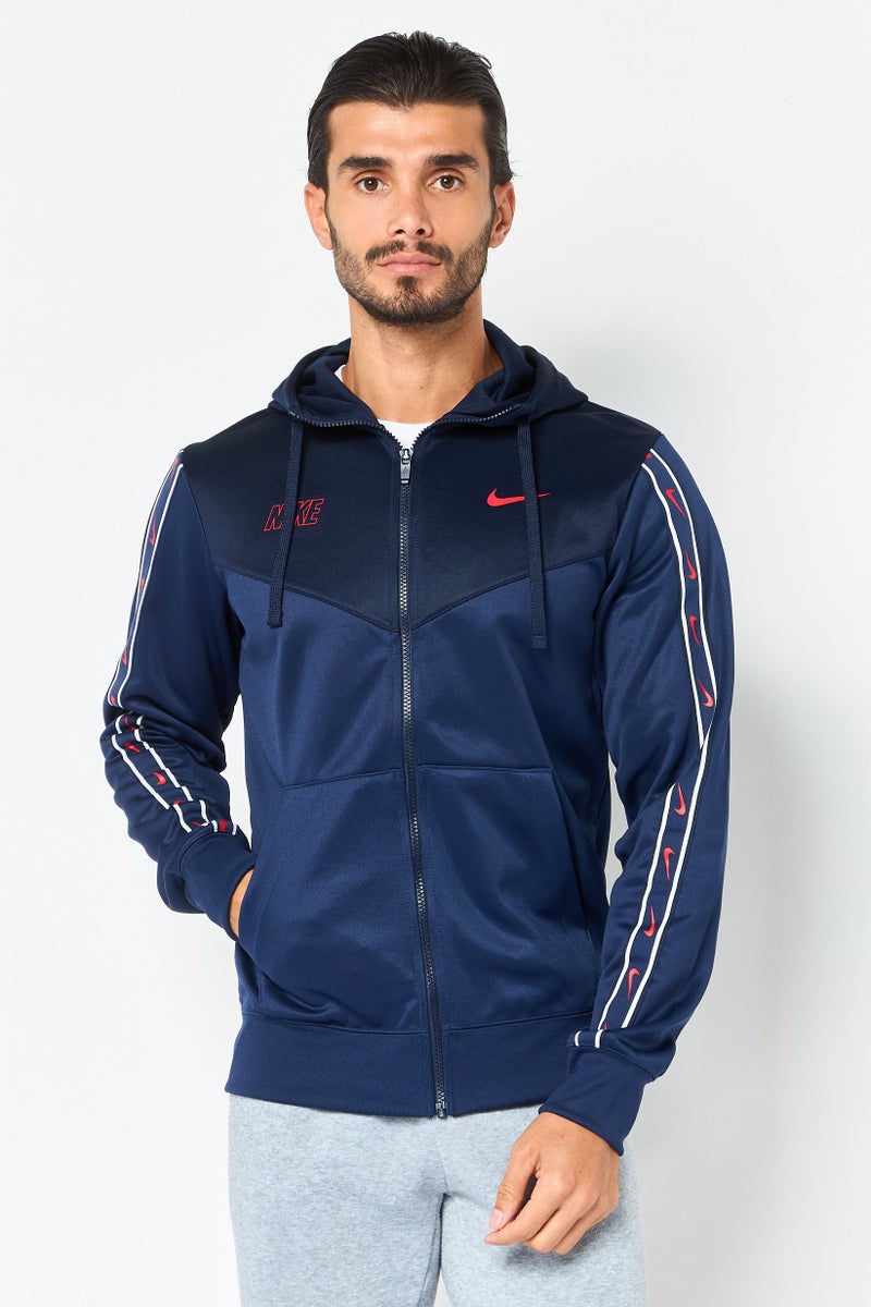 Nike سويت شيرت رياضي للرجال بأكمام طويلة مناسب للخارج بسحاب كامل، أزرق داكن - Image 1