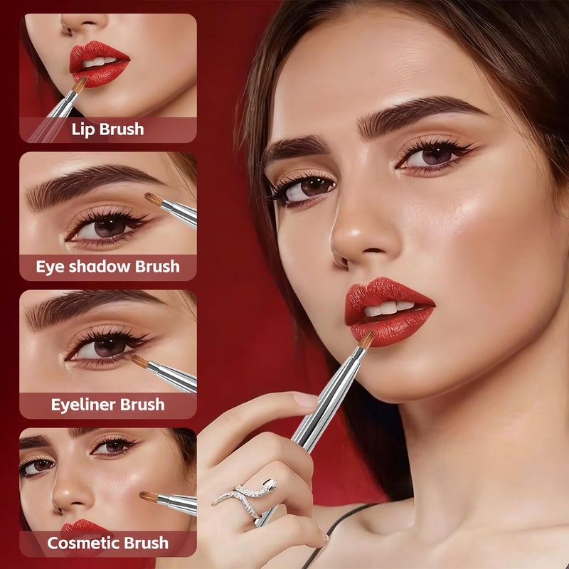 uadbau Silver Dual Ended Retractable Lip Brush â€“ Portable Lip Brush for Lipstick & Lip Gloss, Eyeshadow Applicator, Travel-Friendly Makeup Brush, Includes Lid, Great Gift for Makeup Lovers - Image 2