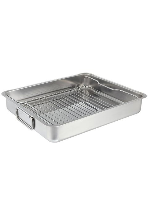 Stainless Steel Roasting Pan with Removable Grill Rack, Large Oven Tray with Handles (40 * 30cm)
