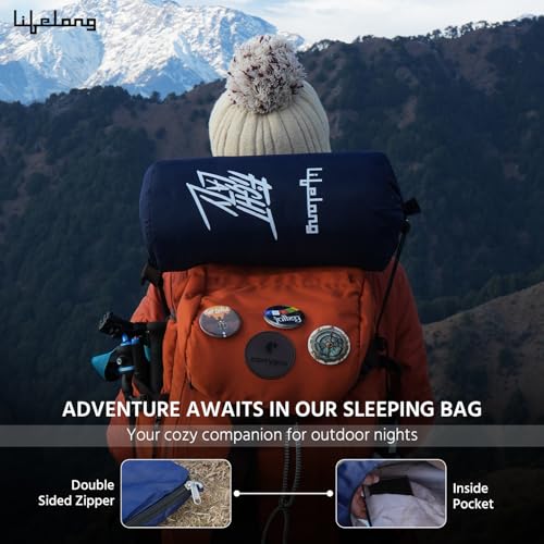 Lifelong Sleeping Bag for Adults - Winter Sleeping Bags Certified for Temperatures +10°C - Rectangular Shape Foldable Camping Bed Height Upto 6’2”feet - Travel Accessory for Camping, Hiking, Trekking - Image 3