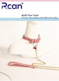 PU Leather Rock Punk Style Necklace Adjustable Neck Strap with Chain Choker for Women Bow Tie Neck Ornament for Club Festival Party