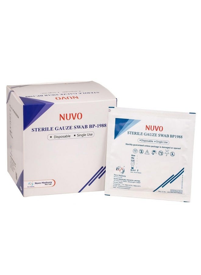 NUVO MEDSURG Sterile Gauze Swab 20 X 5 = 100 Pcs (10Cms X10Cms X12Ply) Type - 20  - Image 5