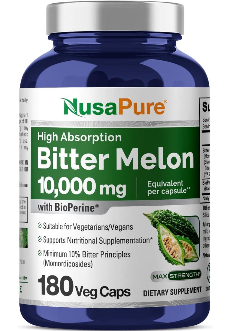 نوسابيور مستخلص القرع المر مع بيوبيرين 10000 مجم 180 كبسولة نباتية تكفي لمدة 6 أشهر - Image 1