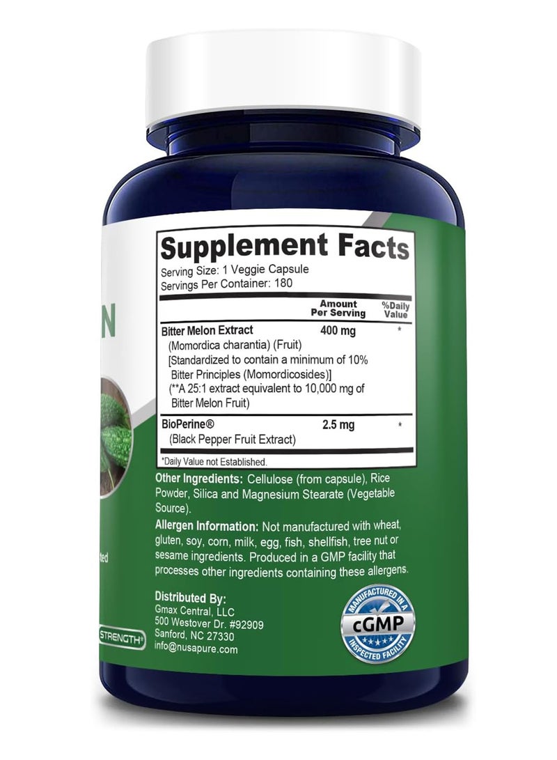 نوسابيور مستخلص القرع المر مع بيوبيرين 10000 مجم 180 كبسولة نباتية تكفي لمدة 6 أشهر - Image 2