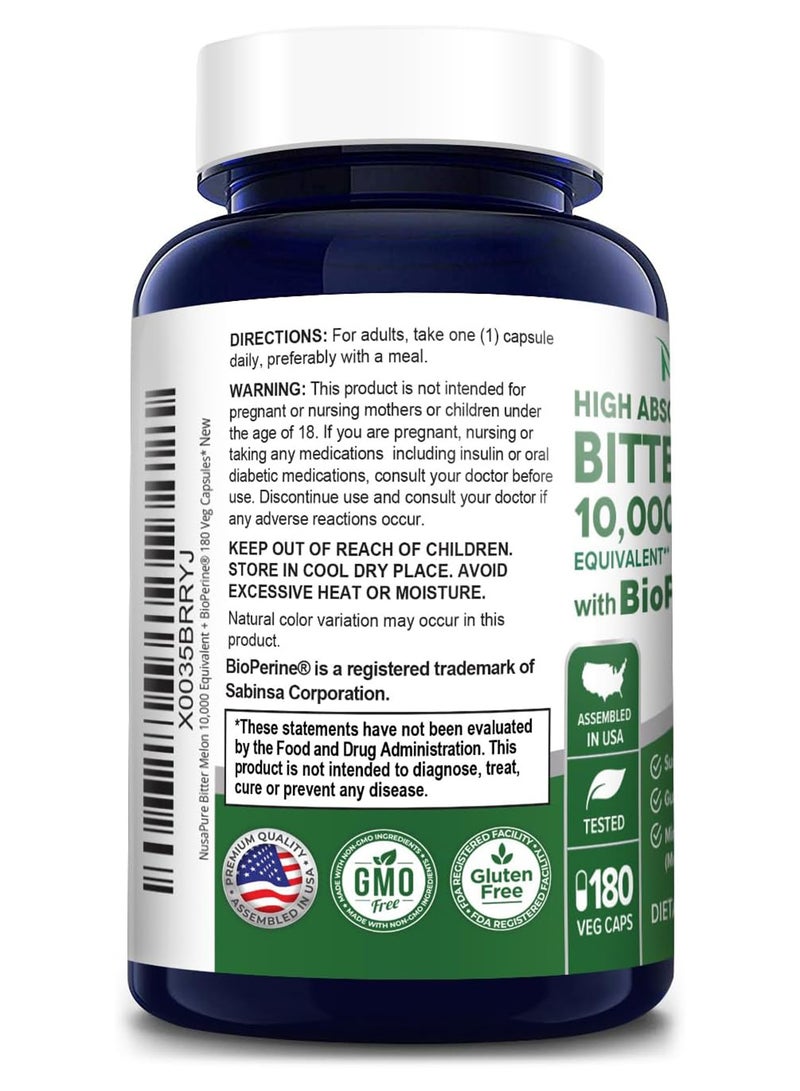 نوسابيور مستخلص القرع المر مع بيوبيرين 10000 مجم 180 كبسولة نباتية تكفي لمدة 6 أشهر - Image 3