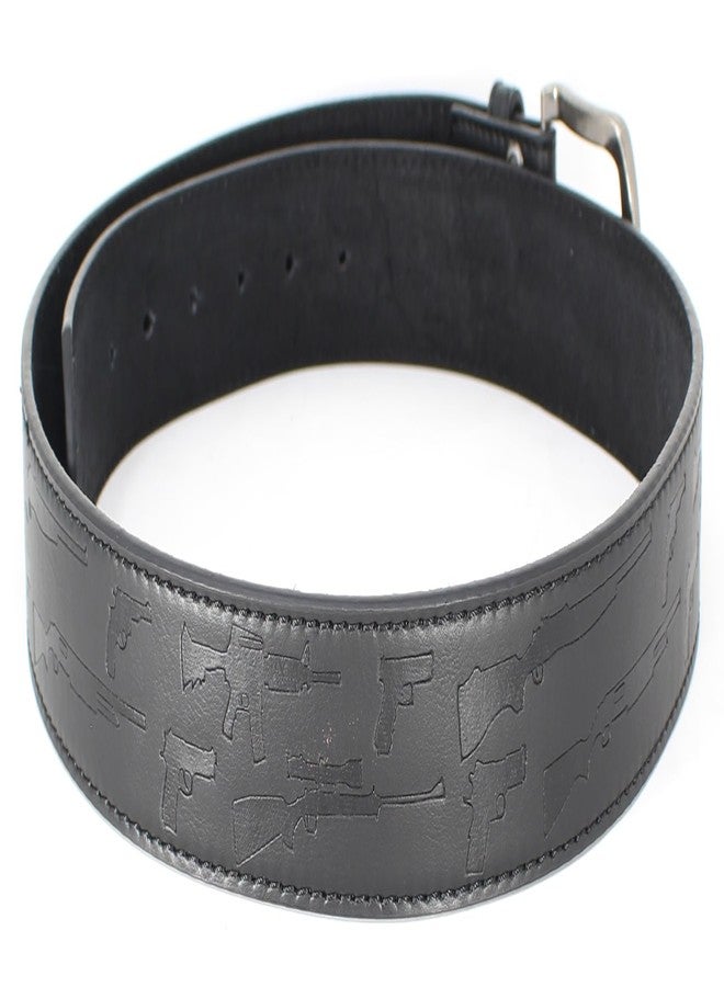 BC Belts Firearms Pattern Leather Belt Strap and Metal Buckle 1.5" Wide with Snaps - Handgun Rifle Shotgun Guns 2nd Amendment (Black-XXL) - Image 2