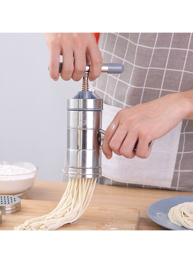 مكينة صغيرة يدوية لصنع المعكرونة من الصلب المقاوم للصدأ للاستعمال المنزلي. إنها عبارة عن جهاز في المطبخ يُشغل بيدك و يُستخدم لجعل صفائح المعكرونة. - Image 2