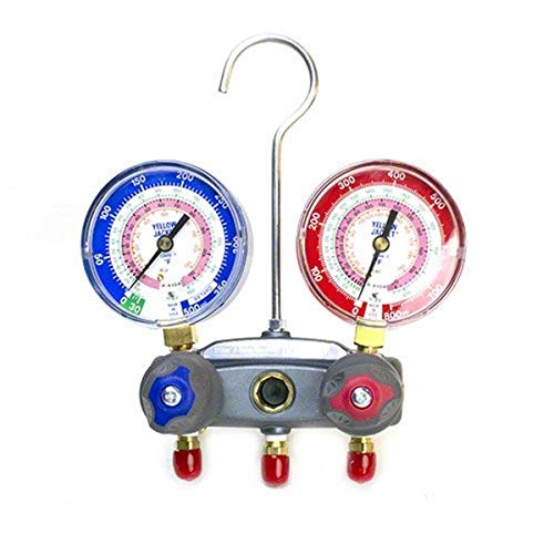 Yellow Jacket 49863 Manifold with Red/Blue Gauges, psi Scale, R-22/404A/410A Refrigerant - Image 1