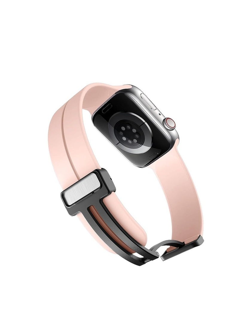 سوار معصم رياضي بديل من السيليكون، وردي اللون، بمشبك مغناطيسي على شكل حرف D، لساعة أبل 46 مم، سلسلة 11 - Image 3