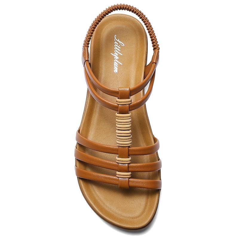 Littleplum Women Flat Sandals Arch Support Summer Gladiator Sandals Comfortable Dressy Walking Shoes for Women Brown Size 9 - Image 1