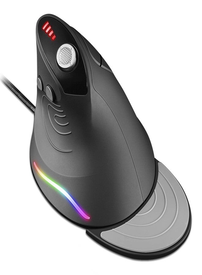 TRELC Gaming Mouse with 5 D Rocker, Ergonomic Mouse with 10000 DPI/12 Programmable Buttons/Palm Rest, RGB Vertical Gaming Mice Wired for PC/Laptop/E-Sports/Gamer (for Small Hand, Black) - Image 1