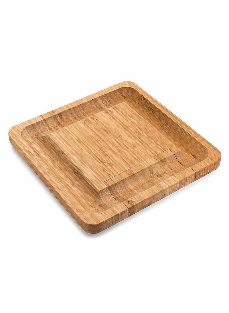عام طقم لوح جبن من الخيزران مع درج، لوح تقطيع جبن ولوح تقطيع متعدد الاستخدامات. - Image 3
