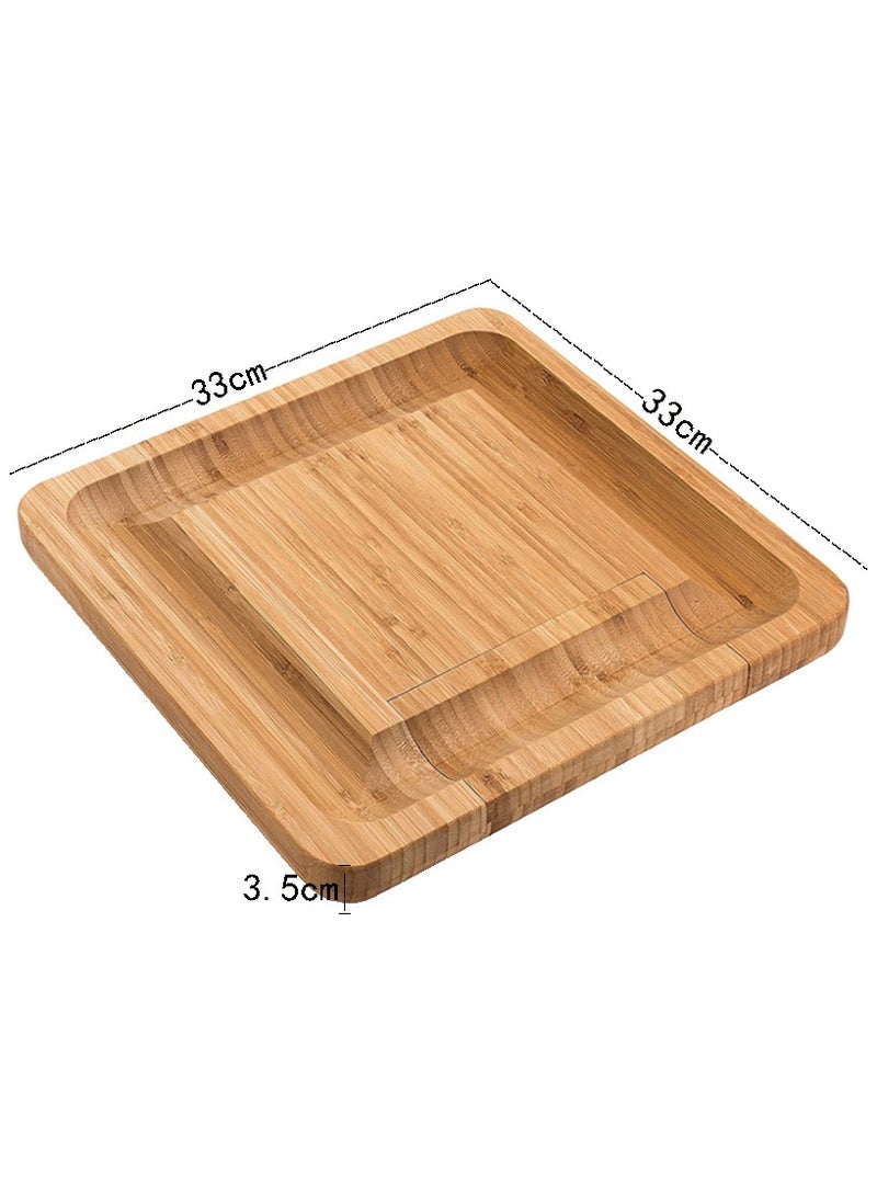 عام طقم لوح جبن من الخيزران مع درج، لوح تقطيع جبن ولوح تقطيع متعدد الاستخدامات. - Image 4