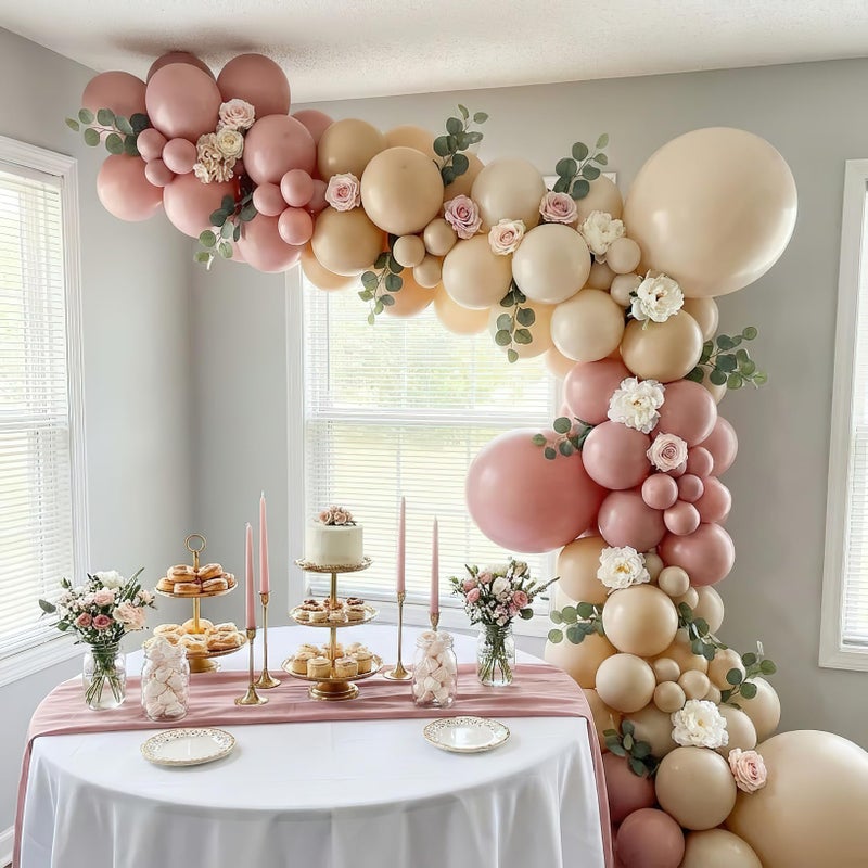 besttideyes Baby in Bloom Balloon Arch Kit 136Pcs Dusty Pink Beige and Sand White Balloons for cielito lindo party Garden Tea Party Bachelorette Birthday Wedding Decorations - Image 5