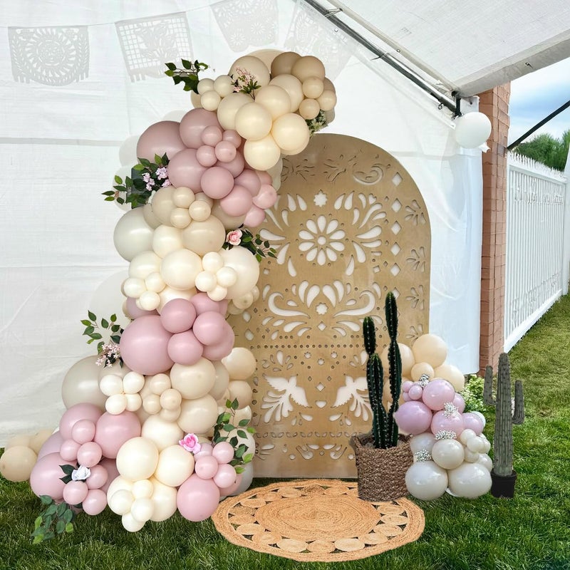 besttideyes Baby in Bloom Balloon Arch Kit 136Pcs Dusty Pink Beige and Sand White Balloons for cielito lindo party Garden Tea Party Bachelorette Birthday Wedding Decorations - Image 1