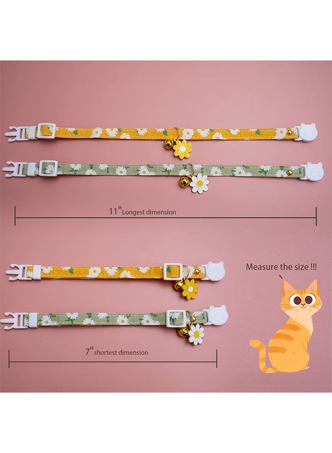 Peachjoy Cat Collars, Adjustable Pet Collar, Cute Flowers Bell Safety Buckle Necklace for Domestic Kitten Small Dogs 2Pcs - Image 2