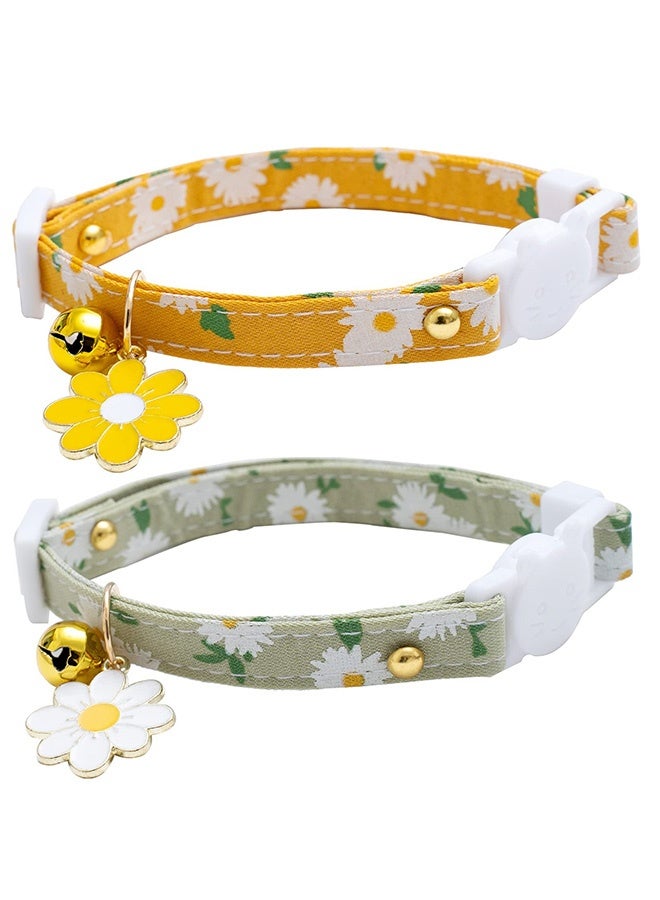 Peachjoy Cat Collars, Adjustable Pet Collar, Cute Flowers Bell Safety Buckle Necklace for Domestic Kitten Small Dogs 2Pcs - Image 1