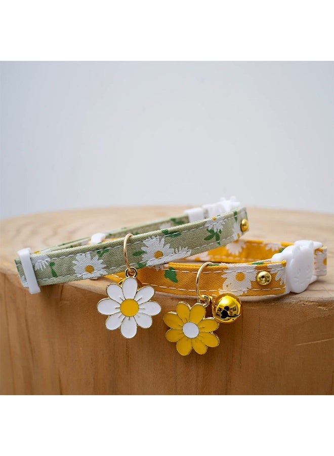 Peachjoy Cat Collars, Adjustable Pet Collar, Cute Flowers Bell Safety Buckle Necklace for Domestic Kitten Small Dogs 2Pcs - Image 3