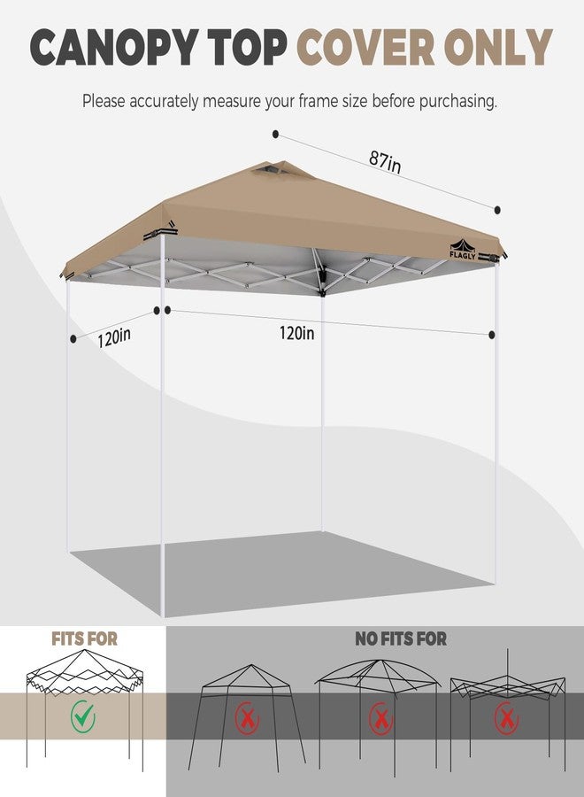 Flagly 10x10ft Replacement Canopy Top with Air Vent, Waterproof & UV Protection Canopy Tent Top Cover for Straight Leg Canopy Frame - for Outdoor, Patio, Event, Trade Show (Khaki, 10x10ft) - Image 2