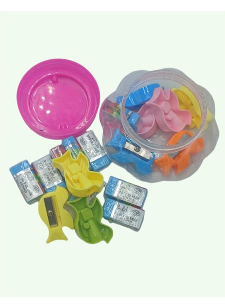 Aroma - Colorful Sharpener & Eraser Set (18 Pieces) – Great for Kids and Crafts Sharpener and Eraser Set Fun and Functional for Kids and Students - Image 1