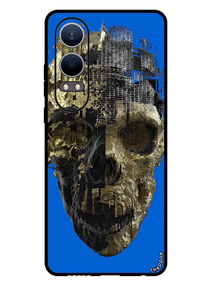 Theodor Protective Case Anti Scratch Shock Proof Bumper Cover For OnePlus Nord CE4 Lite Skull Art Golden - Image 1