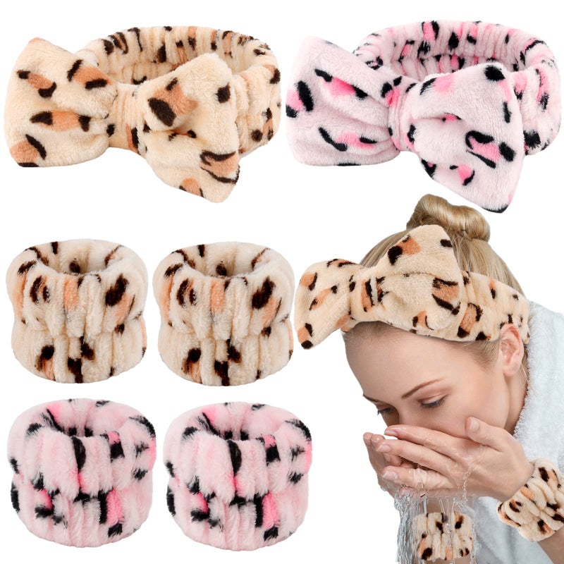 WHAVEL 6PCS Spa Headband and Wristbands Set, Face Wash Headband Wrist Bands for Washing Face Makeup Skincare Hair Band Skin Care Accessories Tools - Image 1