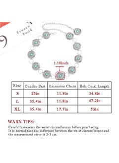 ELABEST Turquoise Chain Belt Silver Concho Belt Cowgirl Cowboy Western Waist Chain For Women  - Image 5