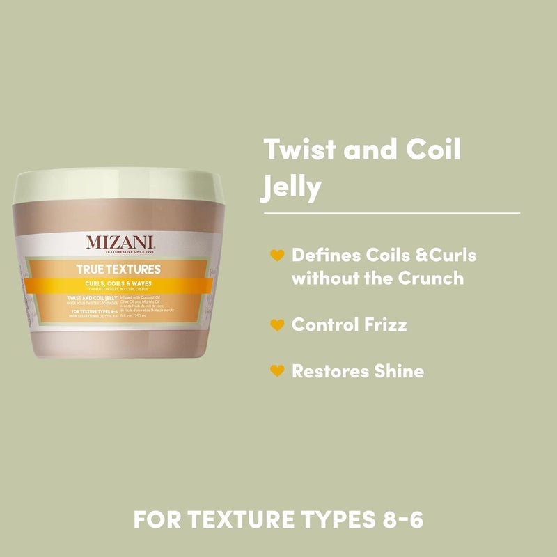 Mizani جيل ميزاني True Textures للتجعيد واللف خالي من البارابين والسيليكون - يوفر ملمسًا قابلًا للمس مع زيت جوز الهند، للشعر المجعد - Image 2