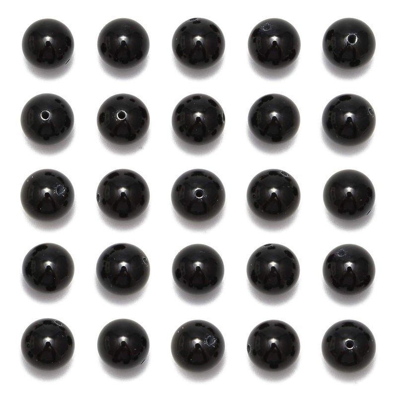 NCB 200PCS 8mm Natura Black Onyx Agate Gemstone Round Spacer Loose Beads for Jewelry Making with Crystal Stretch Cord Black Onyx Agate 8mm 200Beads