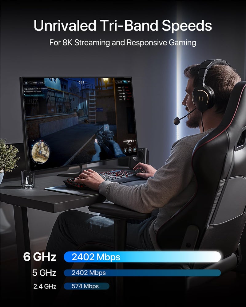 BrosTrend AXE5400 WiFi 6E USB Adapter, Tri-Band Long Range USB WiFi Adapter for Desktop PC Laptop, 6GHz 2402Mbps + 5GHz 2402Mbps + 2.4GHz 574Mbps, Ultra-Low Latency Wireless Dongle for Windows 11/10 - Image 3