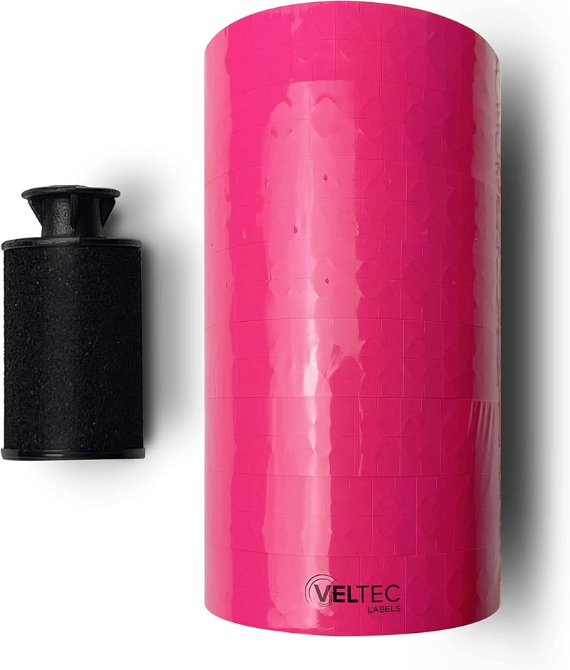 Veltec Pink Labels for Monarch 1131 One-Line Price Gun – 1 Sleeve, 20,000 Labels, Pricemarking with Security Slits and Free Ink Roller - Image 3