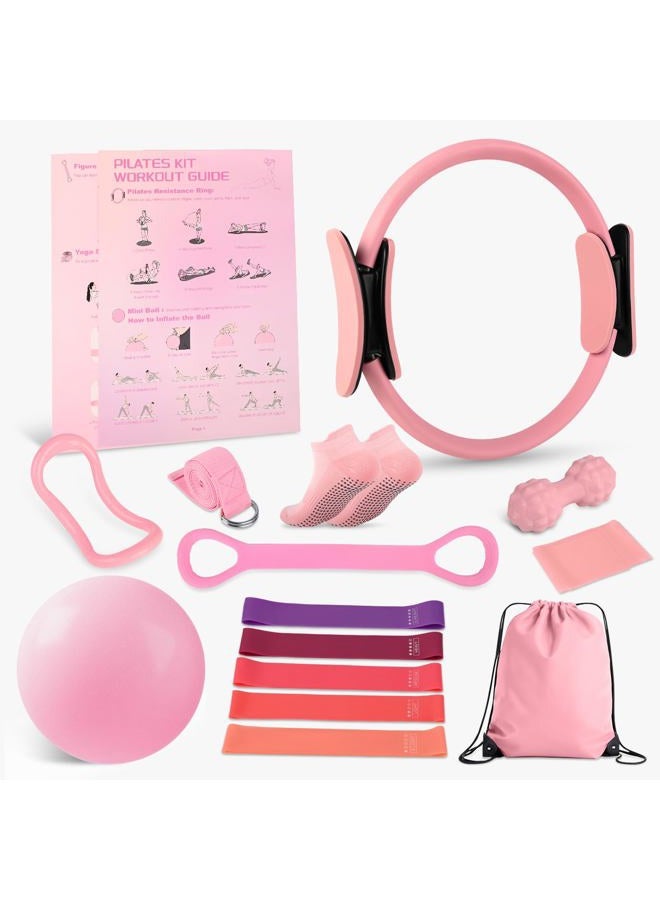 NITMTYOU Home Pilates Essentials Kit for Women - Complete Set with 9" Yoga Ball, Figure 8 Resistance Band, Pilates Bands, Accessories, and Pilates Ring - Perfect for Beginners Home Workouts - Image 1