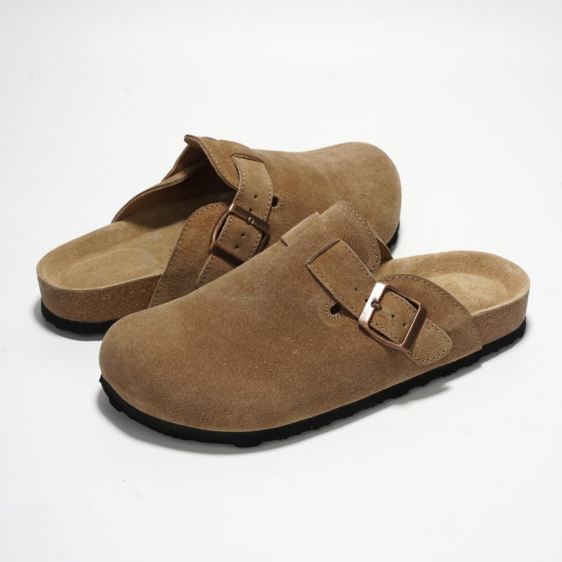 Project Cloud 100% Genuine Leather Footbed Clogs for Women - Memory Foam Arch Support Slippers for Women - Trendy Slip-ons Women's Mules & Clogs Sandals (Benton,TanSuede, 9) - Image 3