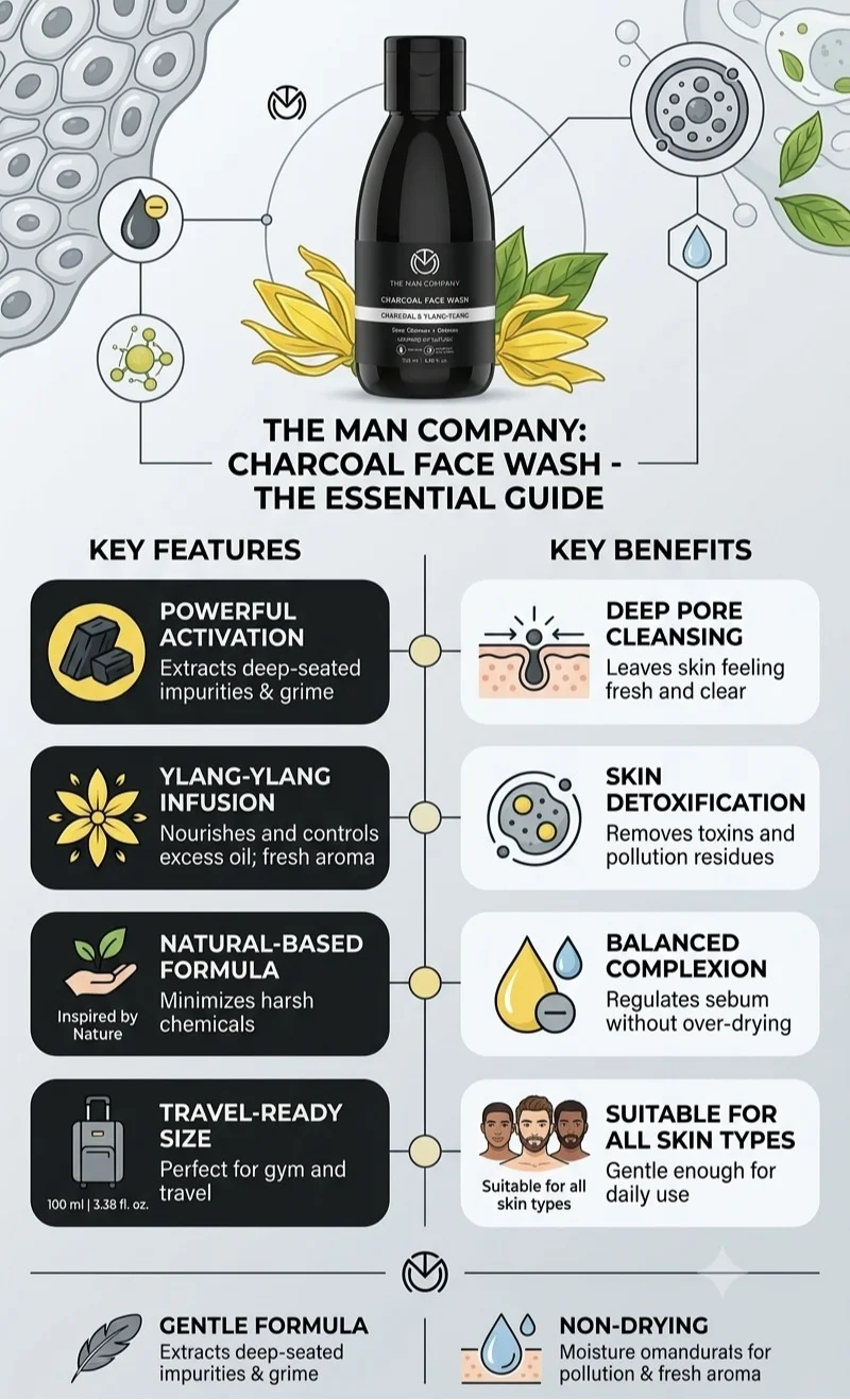 The Man Company  Activated Charcoal Face Wash For Men 100 ML for Men | Best Price UAE