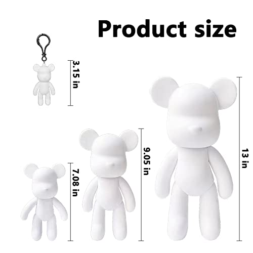 Coniuty Pour Paint Bear + Bear Keychain Figure, Pouring Bear Painting Kit for Creative Graffiti Art (Pink+White+Violet, 9 inch) - Image 2