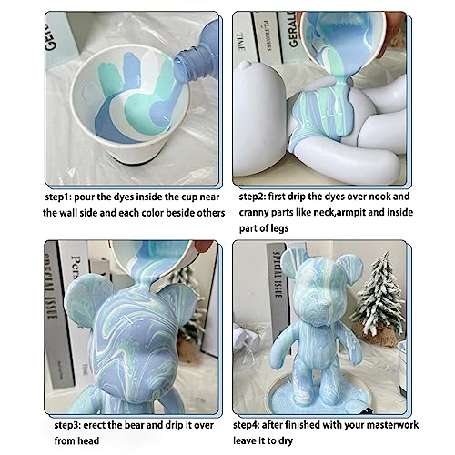 Coniuty Pour Paint Bear + Bear Keychain Figure, Pouring Bear Painting Kit for Creative Graffiti Art (Pink+White+Violet, 9 inch) - Image 4