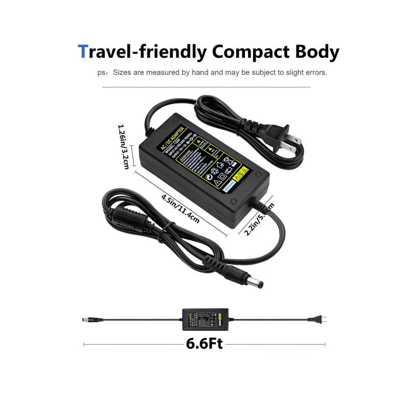 QKCOK Replacment for Sceptre Monitor Power Cord 12V 5A AC Adapter for Sceptre EC Series 32" 30" 27" 24" 22" 20" 19" 15" E248W E225W E205W E275W E209W Monitor Power Supply Cord Charger & More 12V 5V 4A 3A 2A - Image 3