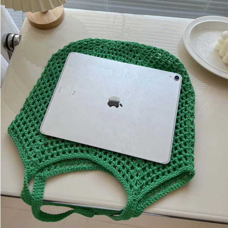 Women's Cotton Knitted Shoulder Bag, Hollow Out Bohemian Beach Bag - Image 3