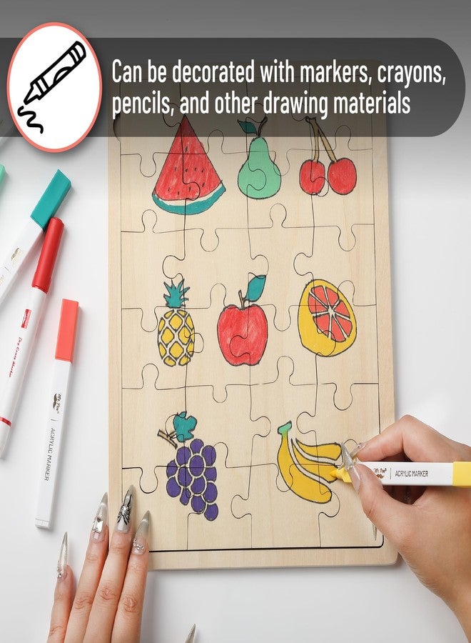 Mr. Pen السيد قلم - لغز خشبي فارغ، 24 قطعة، 11.8" × 8.8"، ألغاز خشبية فارغة للرسم عليها - Image 4