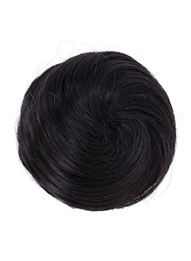 كايشا قطعة شعر بشري 100% على شكل كعكة شعر هيبورن سكرانشي أسود طبيعي H311F - Image 1