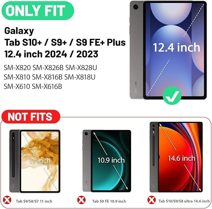 TGK Rotating Case for Samsung Galaxy Tab S9 FE+/S9 Plus/S10+ 12.4 inch with Pencil Holder Trifold Stand Cover Clear Back (Grey) - Image 2