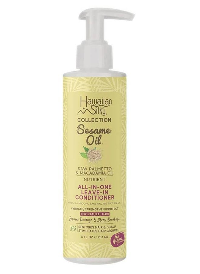 Hawaiian Silky Vegan Sesame Oil All-In-One Nutrient Leave-In-Conditioner with Saw Palmetto And Macadamia Oil 237 ML 