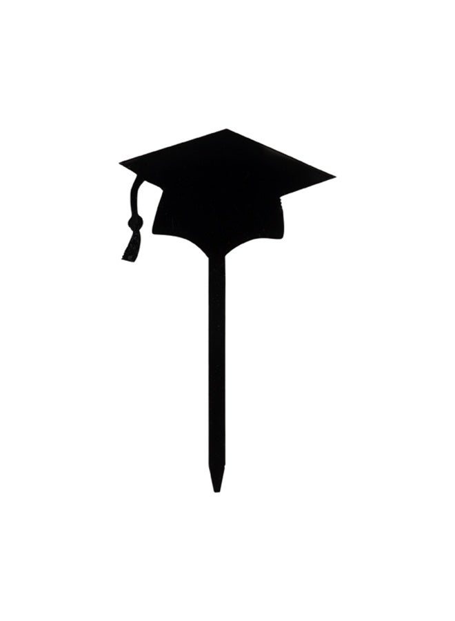 Restaurantware Top Cake Graduation Cake Toppers, 100 Sturdy Graduation Cap Cupcake Toppers - For Mini Cakes, Appetizers, And Desserts, Party Supplies, Black Acrylic Graduation Cupcake Decorations - Image 1