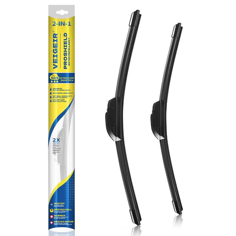 VEIGEIR 26"+19" Windshield Wiper Blades Compatible with Honda Accord 2017 2016 2015 2014 2013 2012 2011 2010 2009 2008,Toyota Prius 2015~2010 Front Wiper Blades 2 Pack - Image 1
